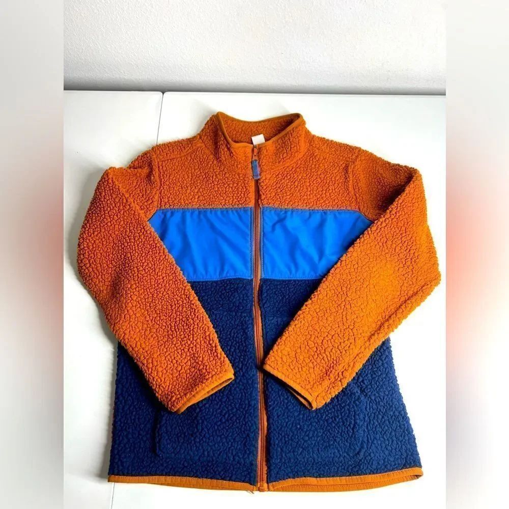 Carter's Boys Sherpa Jacket Brown Blue Full Zip Size L (14)